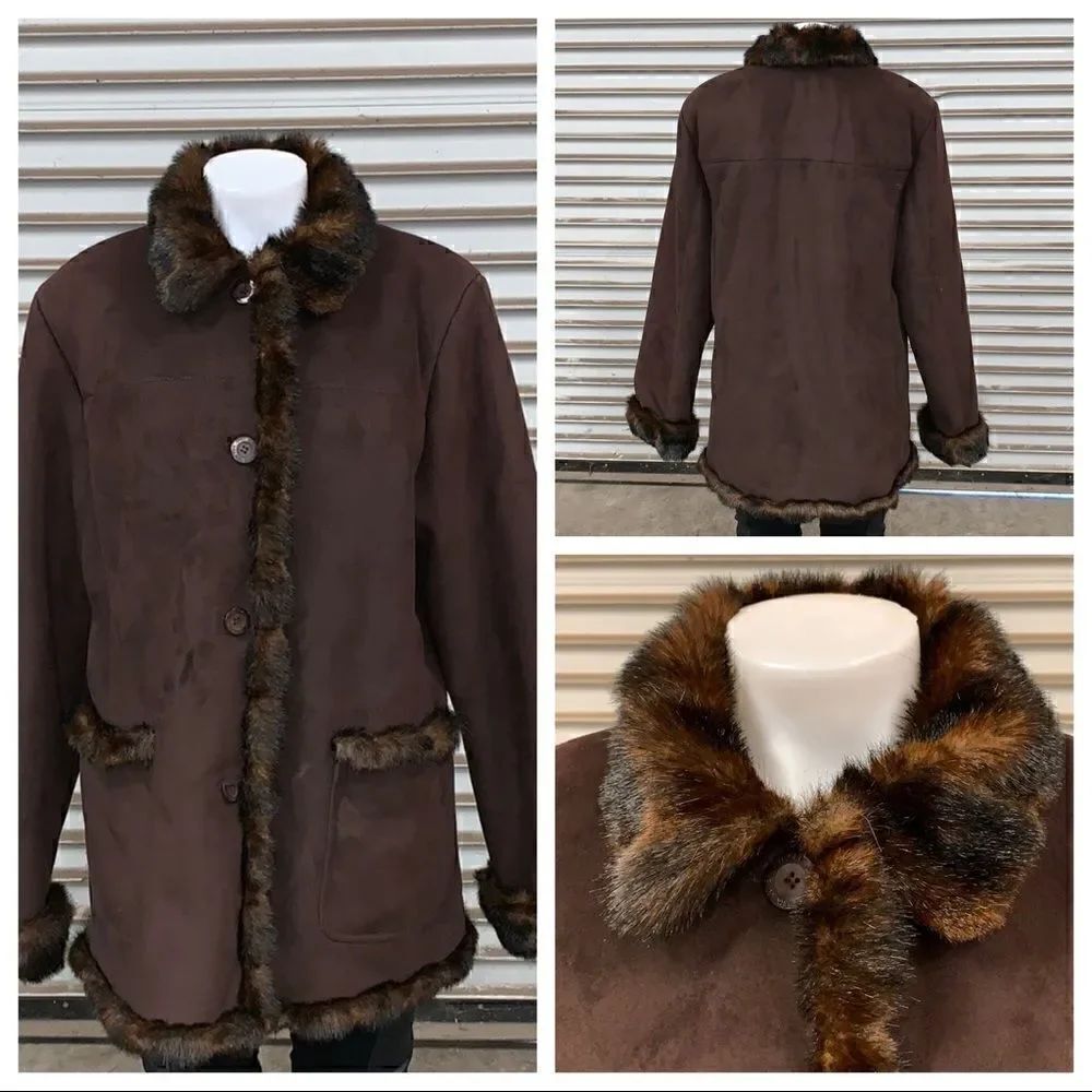 Jones New York faux shearling and fur coat Large